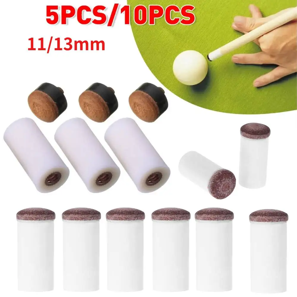 5/10PCS 11/13mm Billiard Replacement Set Pool Cue Tips Pool Billiard Cue Stick Ferrules Screw-On Tips Snooker Billiards Acces