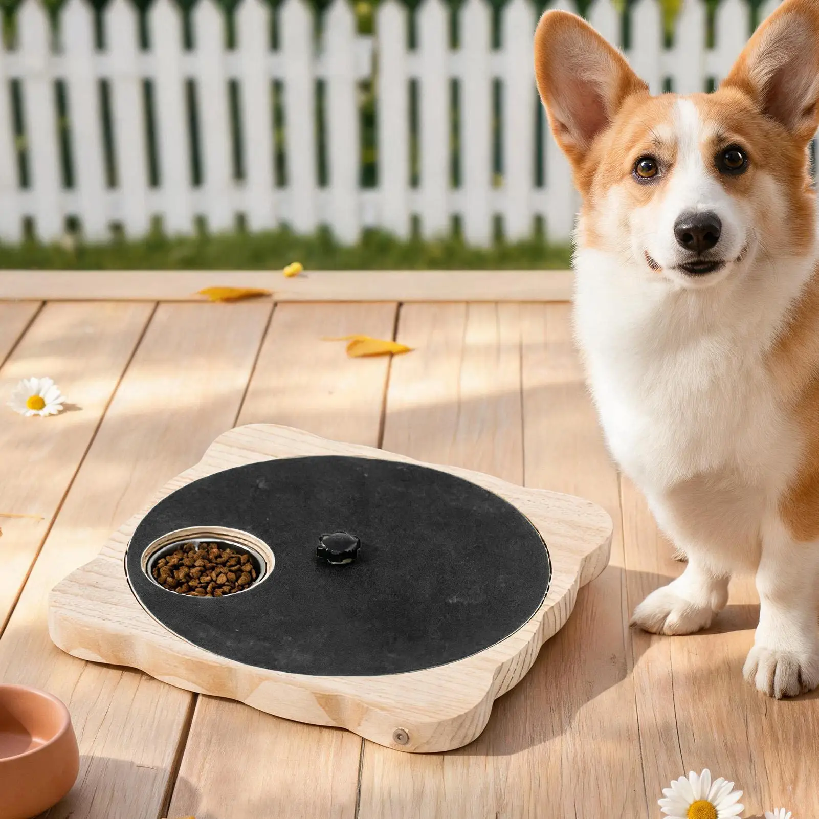 Dog File Board with Treat Box Wooden Rotating Interactive Non Slip Pet Scratching Pad Nail File Board for Small Medium Large
