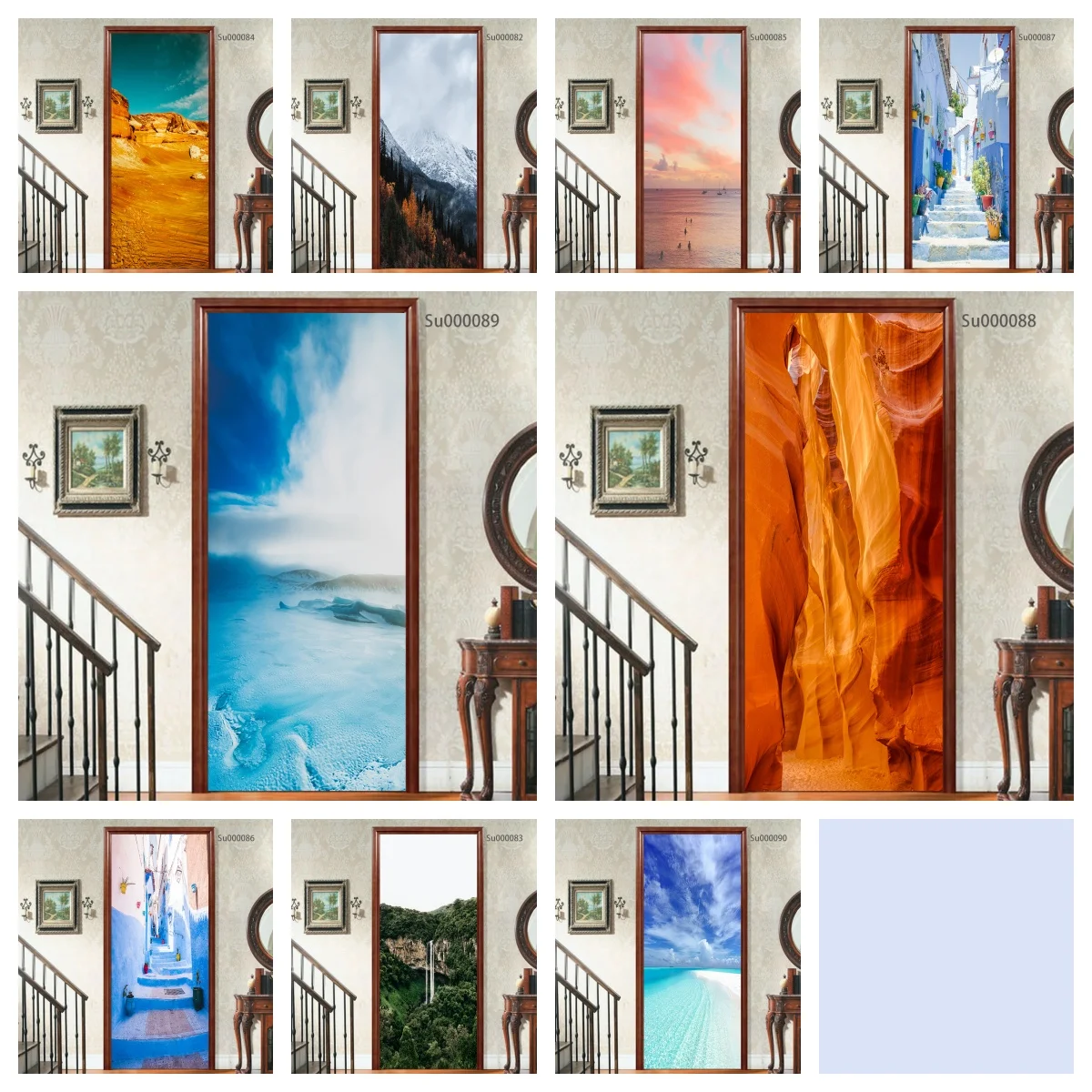 

Deserts, Snow-capped Mountains, Beaches, Exotic Landscapes Full Door Wrap 3D Wallpaper Customize Home Decoration Poster Sticker