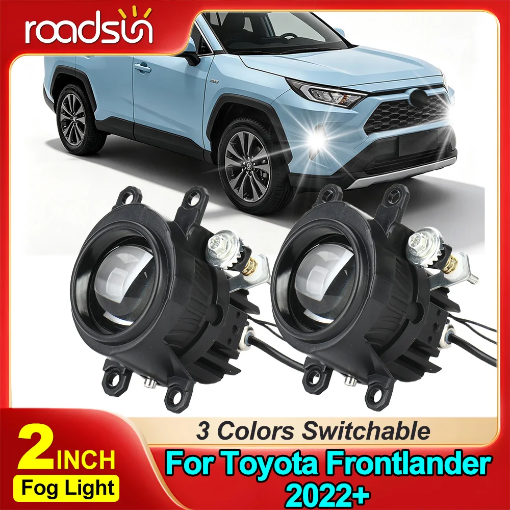 2.0inch Fog Light Dual Beam White Yellow 3 Color Fog Light Bi-led Projector Len For Toyota Frontlander 2022-UP 2023 2024 2025