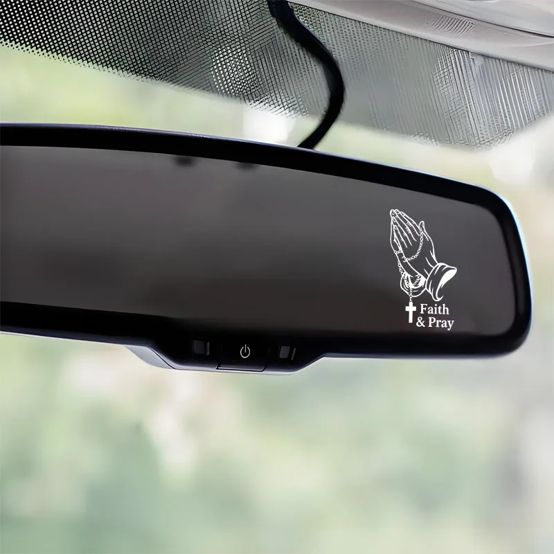 Prayer Hands Sticker Christian Faith Cross Jesus God Vinyl Decal Waterproof Car Mirror Window Bumper Laptop Decor