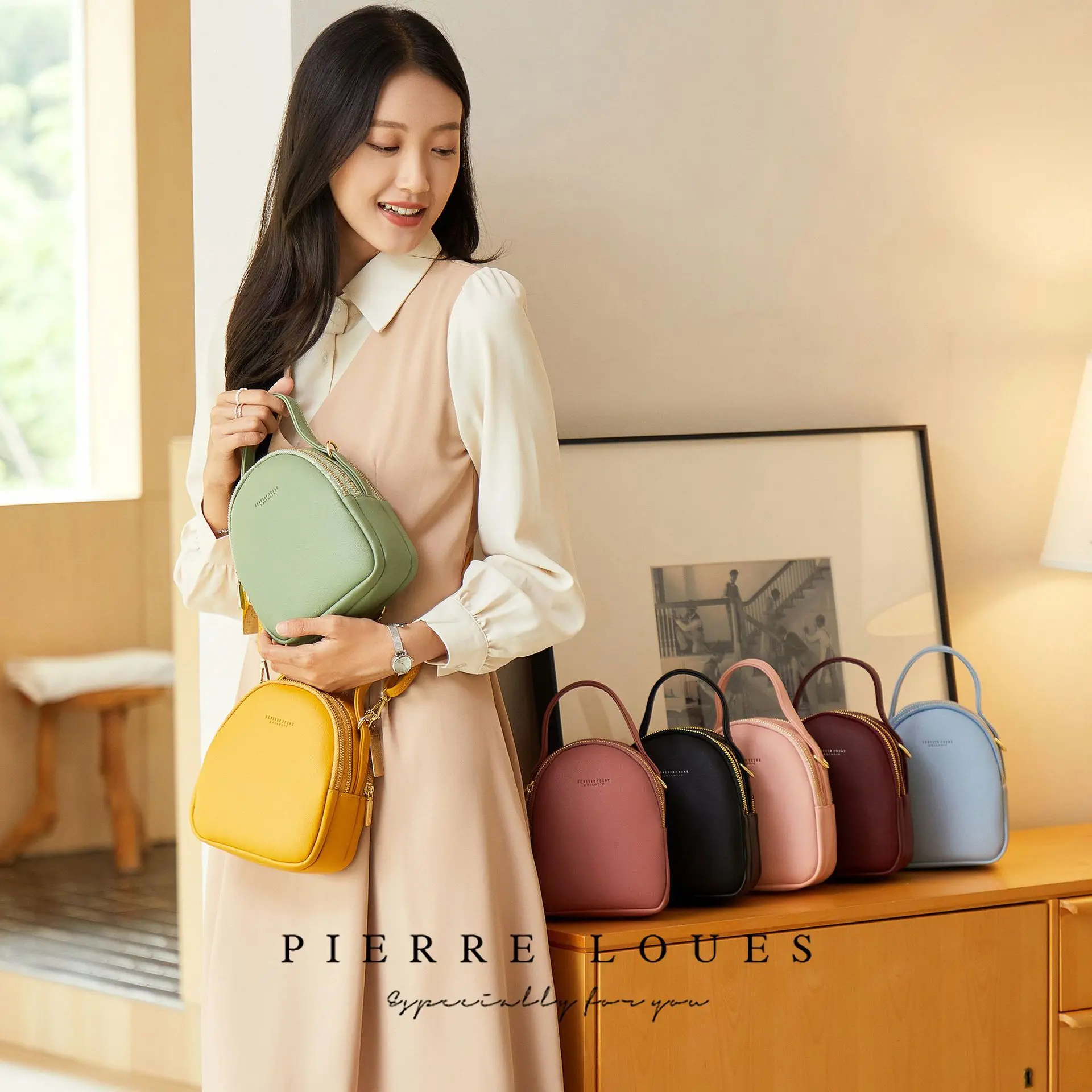 Women Mini PU Leather Small Backpack Top‑Handle Handbag Ladies Crossbody Shoulder Messenger Bag For Daily Shopping Travel