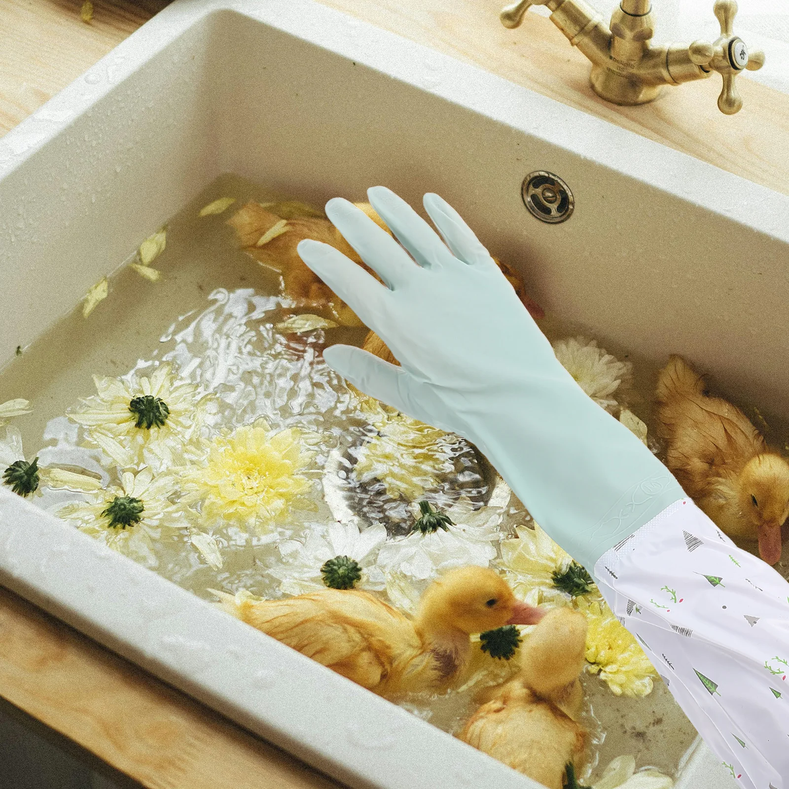 

Waterproof Gloves for Washing Dishes Lightweight Kitchen Supplies Green M Anti Slip Dishwashing Cloth Practical Cleaning