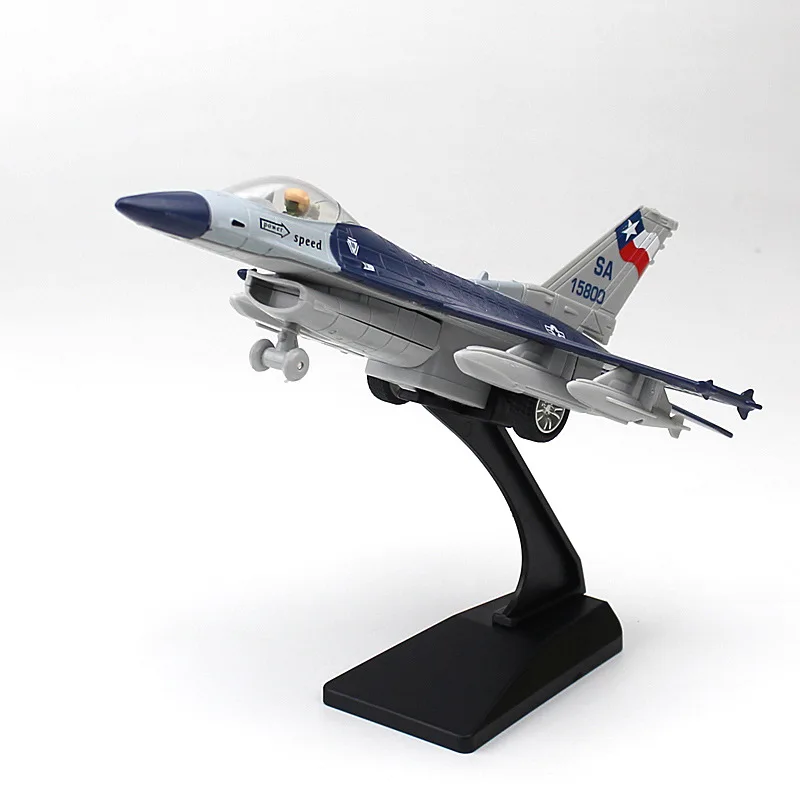 Liga lutador f16 modelo acústico-óptico pull-back avião modelo de exibição presente brinquedo b364