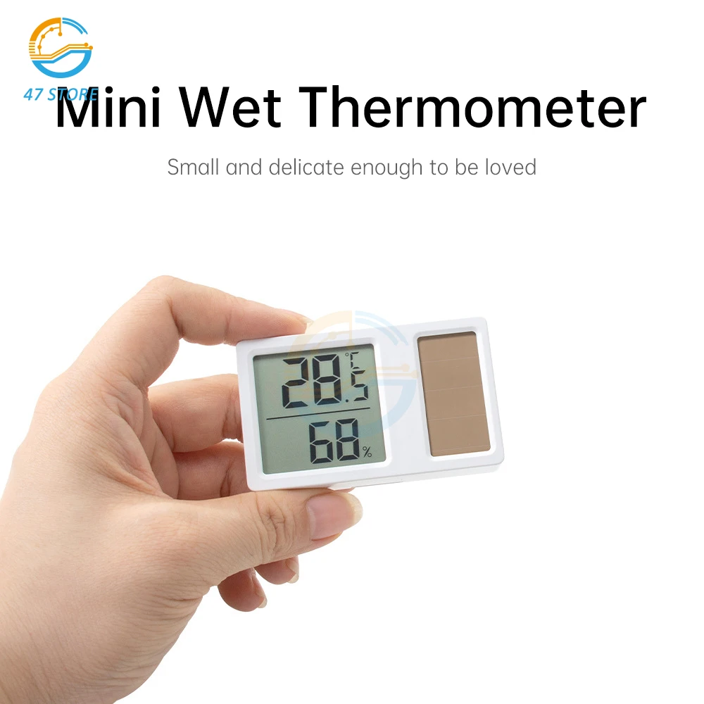 Mini Portable Solar power Temperature and Humidity Meter Humidity Digital Electronic Temperature Detection Meter for Bedroom