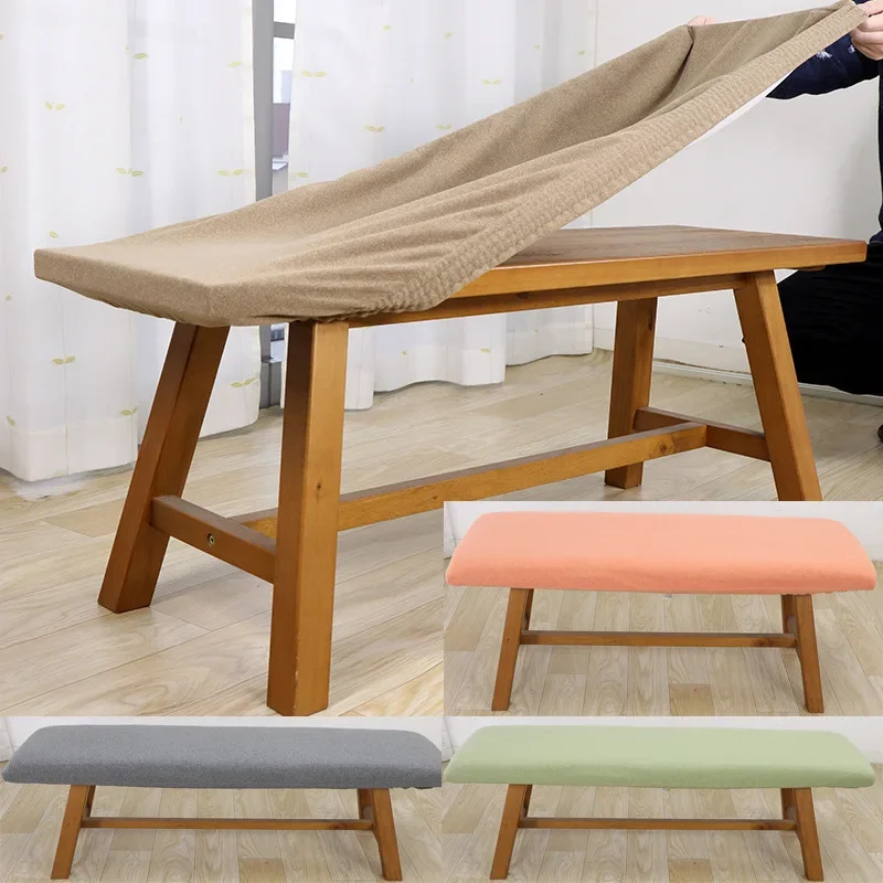 Solid color Stool Cover Long Bench Cover Piano Bench Stretch Slipcover Seat Case Elastic Chair Footstool