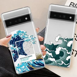 Fashion Japan The Great Wave Of Kanagawa Phone Case For Google Pixel 8A 9 Pro XL 8 7 Pro 6A Cute Transparent Soft Covers Fundas