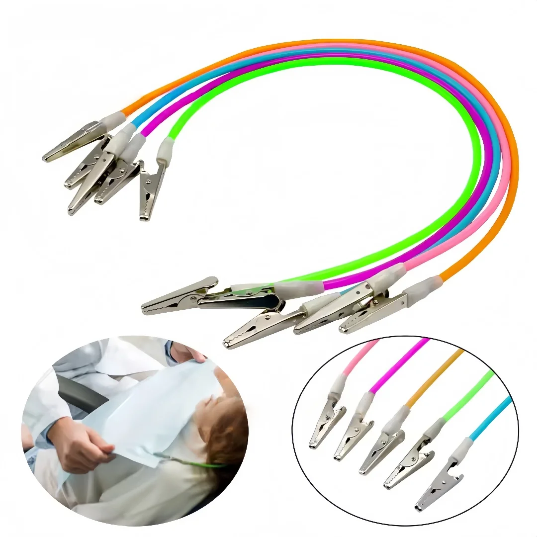 

5 Color Dental Napkin Holders Oral Supplies Scarf Clips with Spring Rope Disposable Dentist Tools Secure Clamping for Dentistry