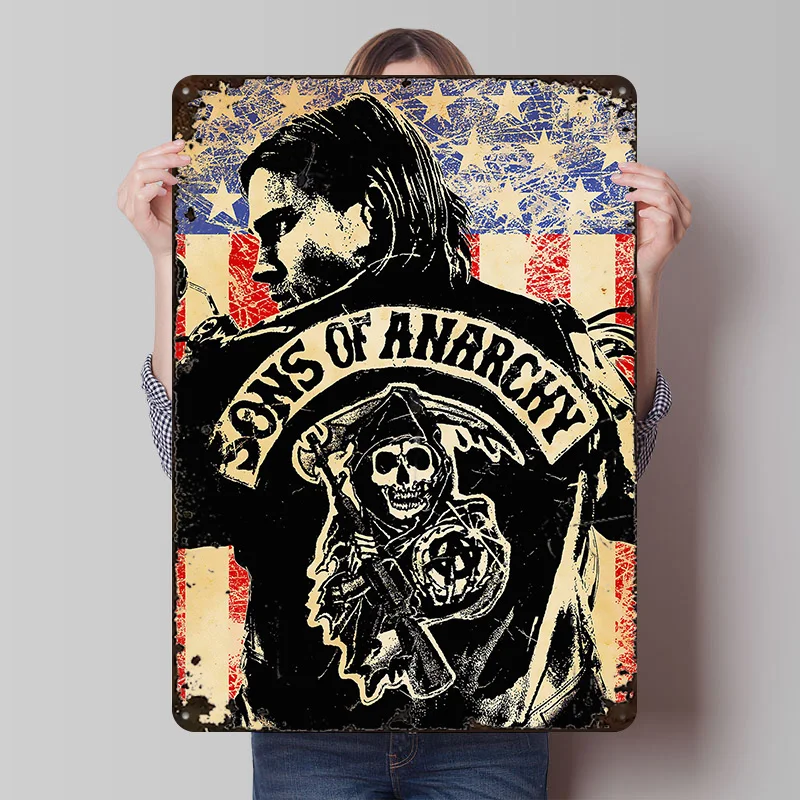 Sons of Anarchy Printed Poster Customized Retro Wall Art Vintage Metal Tin Signs for Home Decor Living Room Decoration Gaming