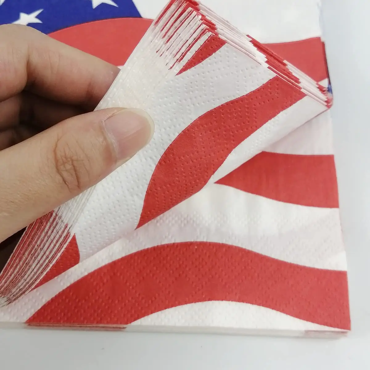 96pcs American Flag Napkins July 4th Paper Napkins White Striped Paper For Independence Day USA Memorial Day Party Supplies