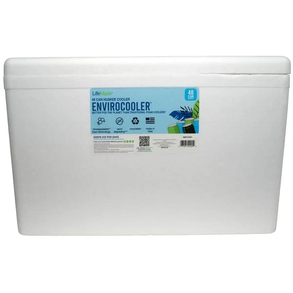 Large Styrofoam Cooler, 45 Quart Foam Cooler, 48 Can Capacity, White， cooler box