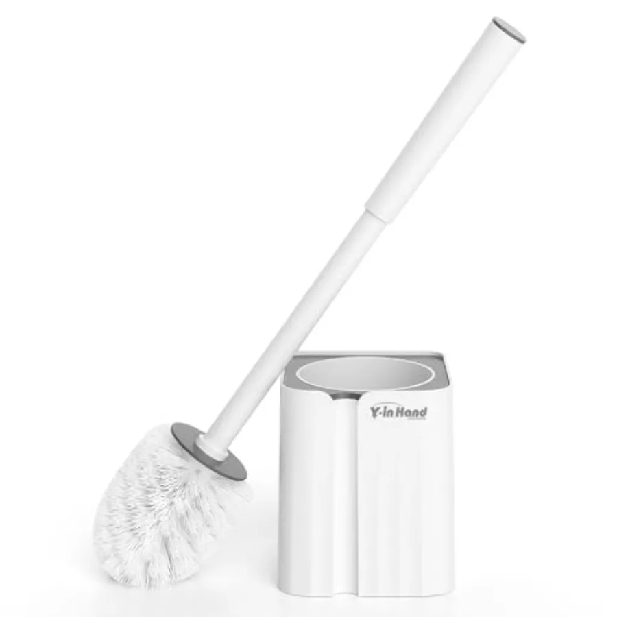 Toilet Bowl Brush and Holder Set, Compact Toilet Scrubber Brush for RV and Bathroom Cleaning, Durable Classic 360°PP Bristle, D
