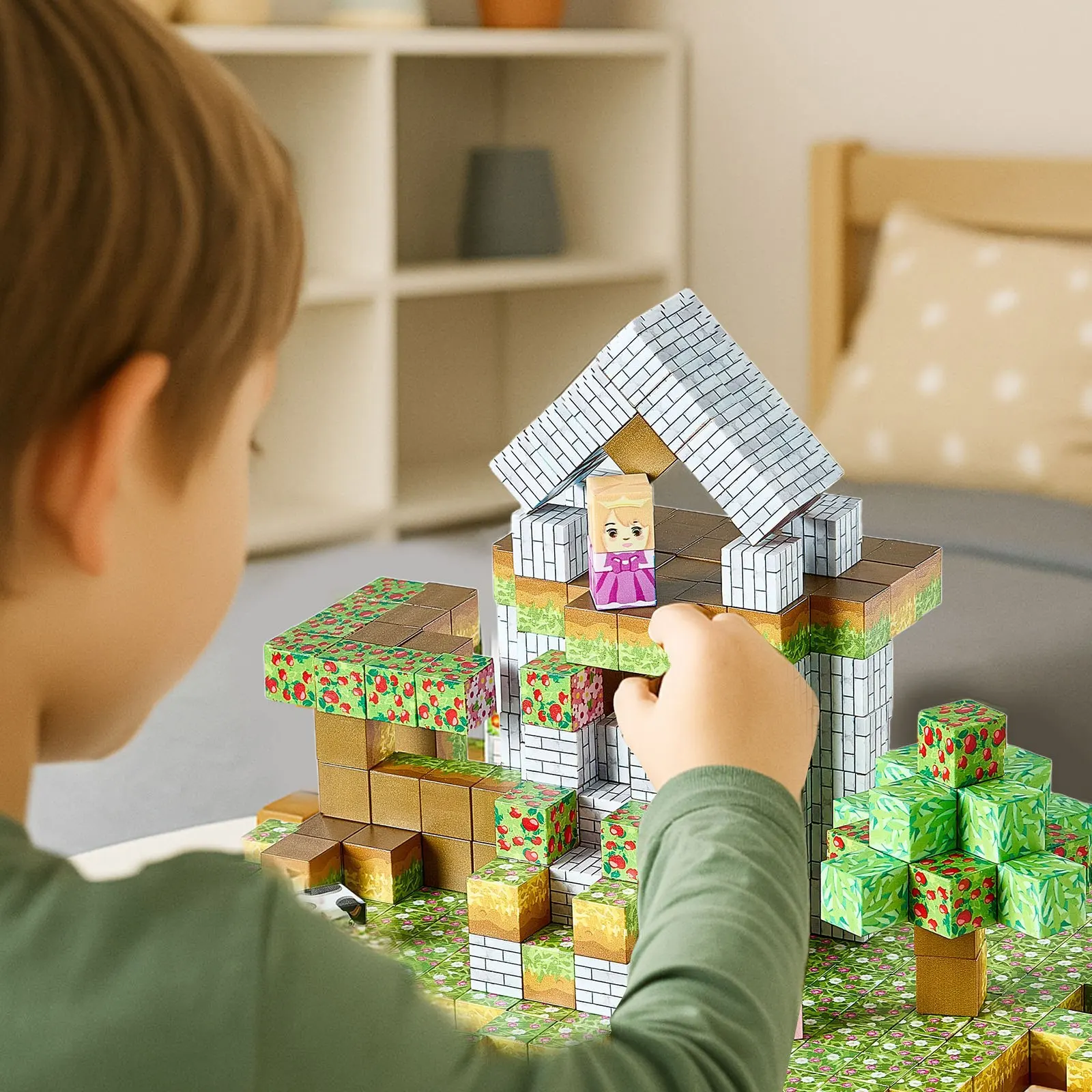 

Магнитные блоки, набор «Лесной замок» из 150 деталей, магнитные строительные кубики для детей, развивающие игрушки STEM Монтессори для Рождества и Дня рождения