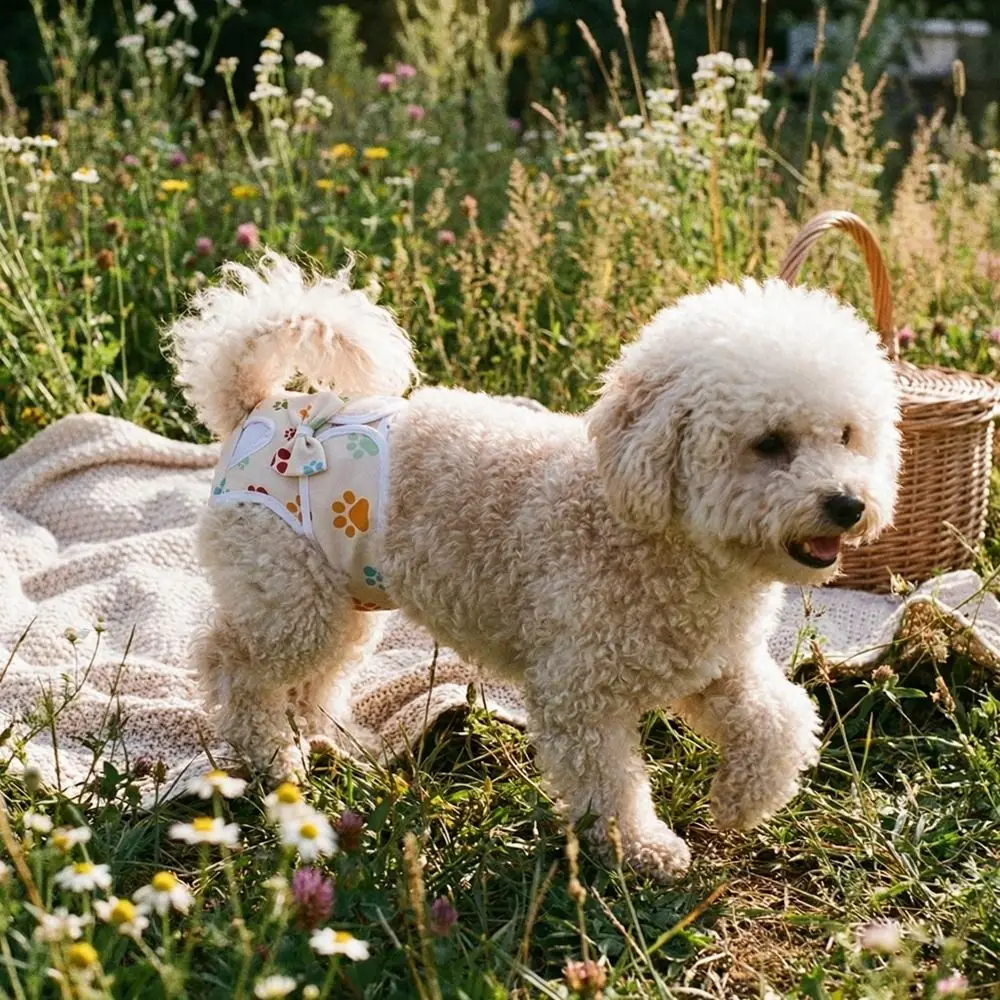 Washable Dogs Diaper Dog Paw Pattern Breathable Dog Sanitary
