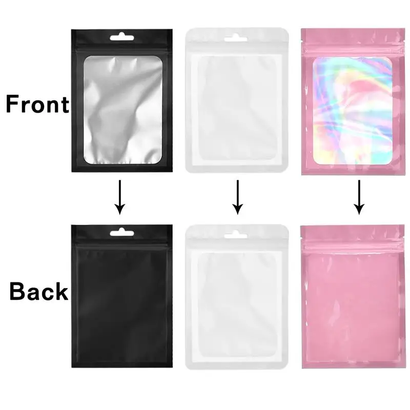 20 ชิ้น Holographic Ziplock กระเป๋าพลาสติกเลเซอร์สีรุ้งซิปกระเป๋าสําหรับเล็บขนตาต่างหูแหวนเครื่องประดับกระเป๋า