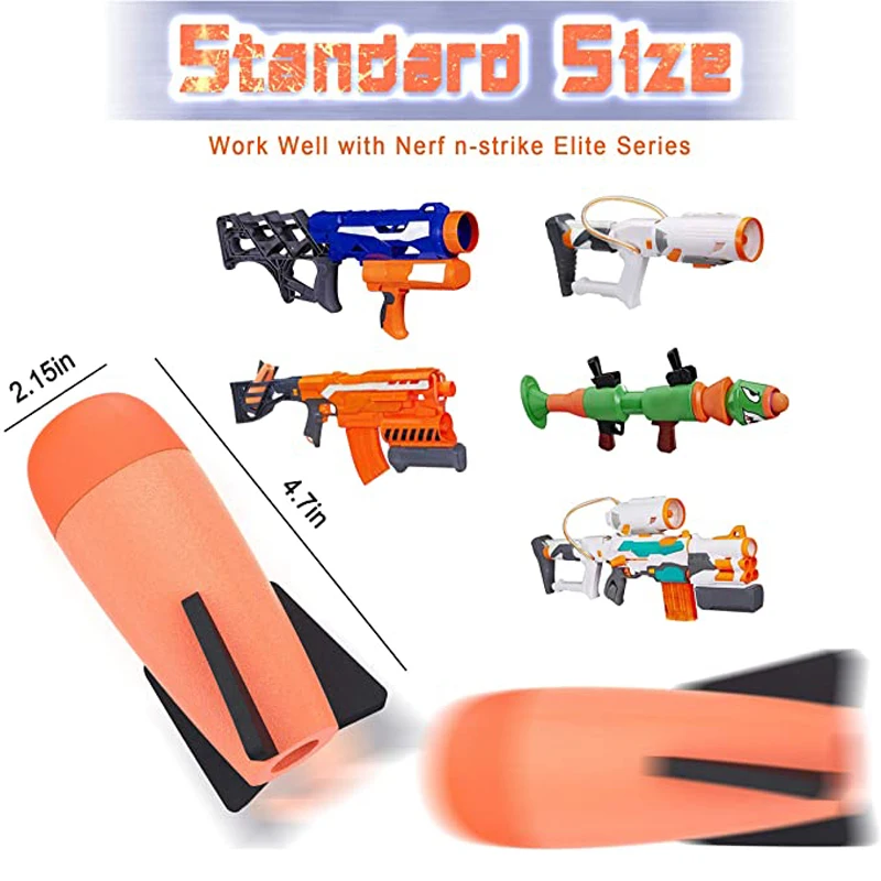 Foam Mega-Missile Refill Pack Toy Accessories Compatible for Nerf Rocket N-Strike Elite Series Missile Blaster Missile Launcher