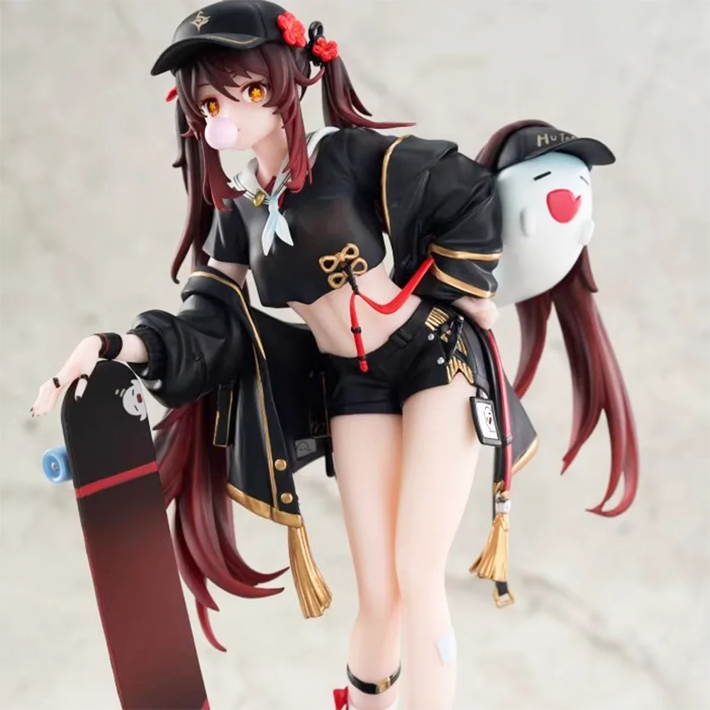 Anime HuTao figurka HuTao figurka ładna dziewczyna HuTao figurka lalka stojący Model kolekcja zabawek statua prezent ozdoba na biurko