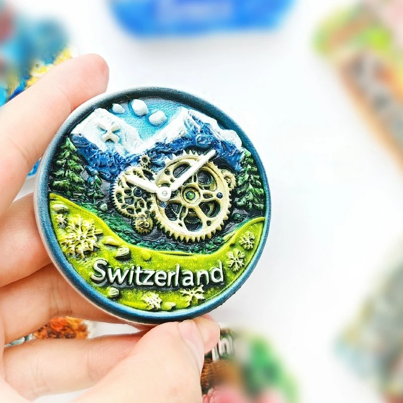 Swiss Clock Fridge Magnet - 3D Watch Souvenir From Switzerland Cute Home Decor Unique Travel Gift & Collectible Magnetic Art