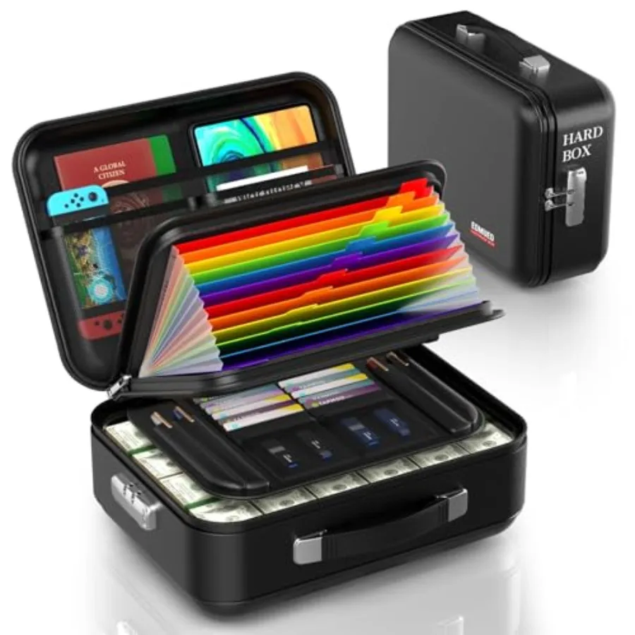 

Fireproof Document Box with Combination Lock Fireproof Water Resistant Hard Case Safe Box for Important Documents Certificates