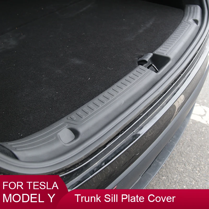 غطاء ألواح عتبة الجذع واقي مطاطي TPE لـ Tesla موديل Y 2021 2022 2023 ملحقات عتبة واقيات حماية ضد الصدمات