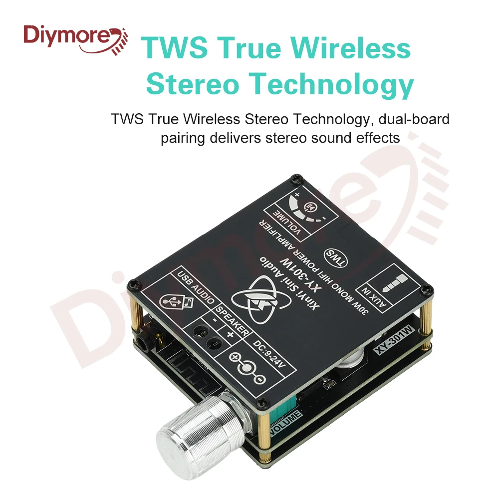 XY-301W Mono 30W Bluetooth Digital Audio Amplifier Board TWS True Wireless Box Connection Stereo DC 9-24V