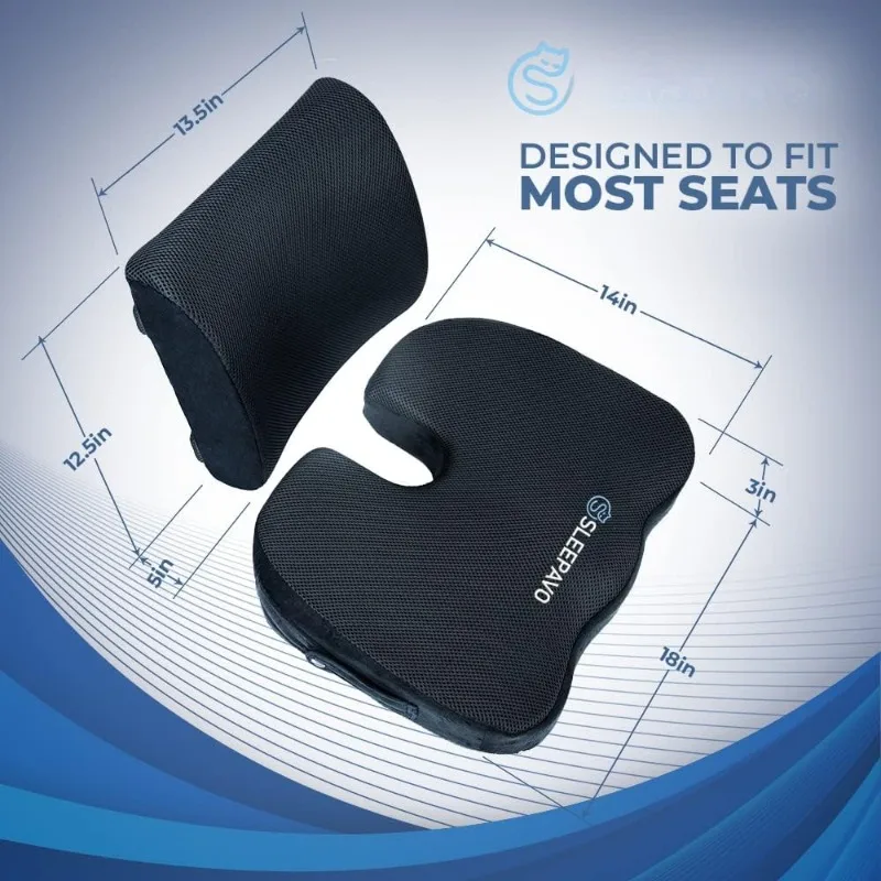 Chair-Orthopedic Back and Butt Pillow for Sciatica Tailbone Coccyx Hip Pain Relief