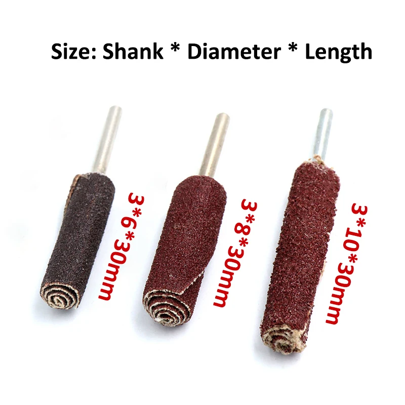 2pcs Dia 6/8/10mm Abrasive Sandpaper Grinding Head Sanding 120 Grit Cylindrical Sleeve Sandpaper Roll Wheel With 1/8inch Shank