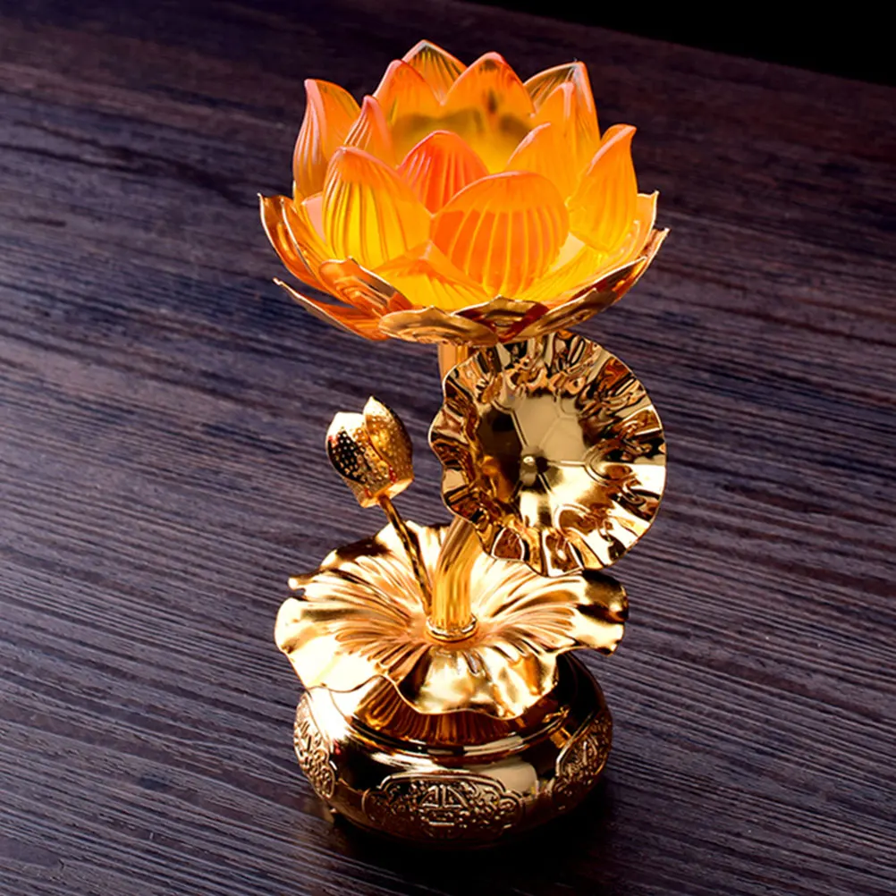

Lotus Shaped C Alloy Base Buddhism Craft Glass St Vivid Natural Design Lightweight Portable Home Office Decor