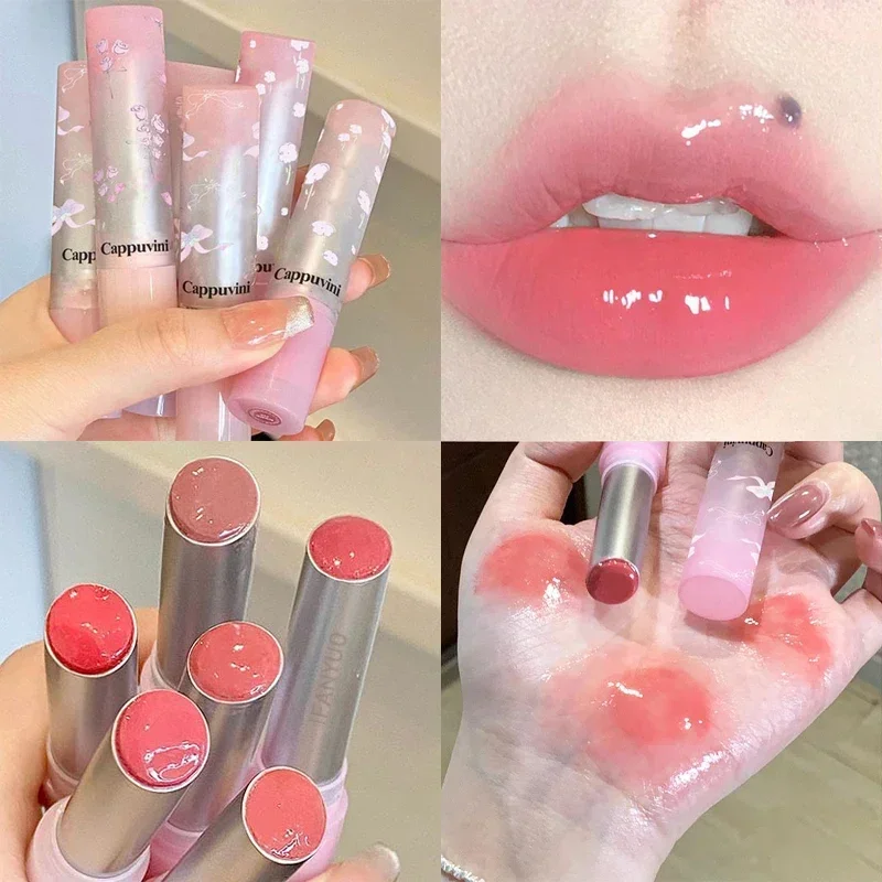 Cappuvini Mirror Glass Lip Gloss Lipstick Hydrating Clear Water Lip Glaze Moisturizing Lips Tint Lip Makeup Korean Cosmetics