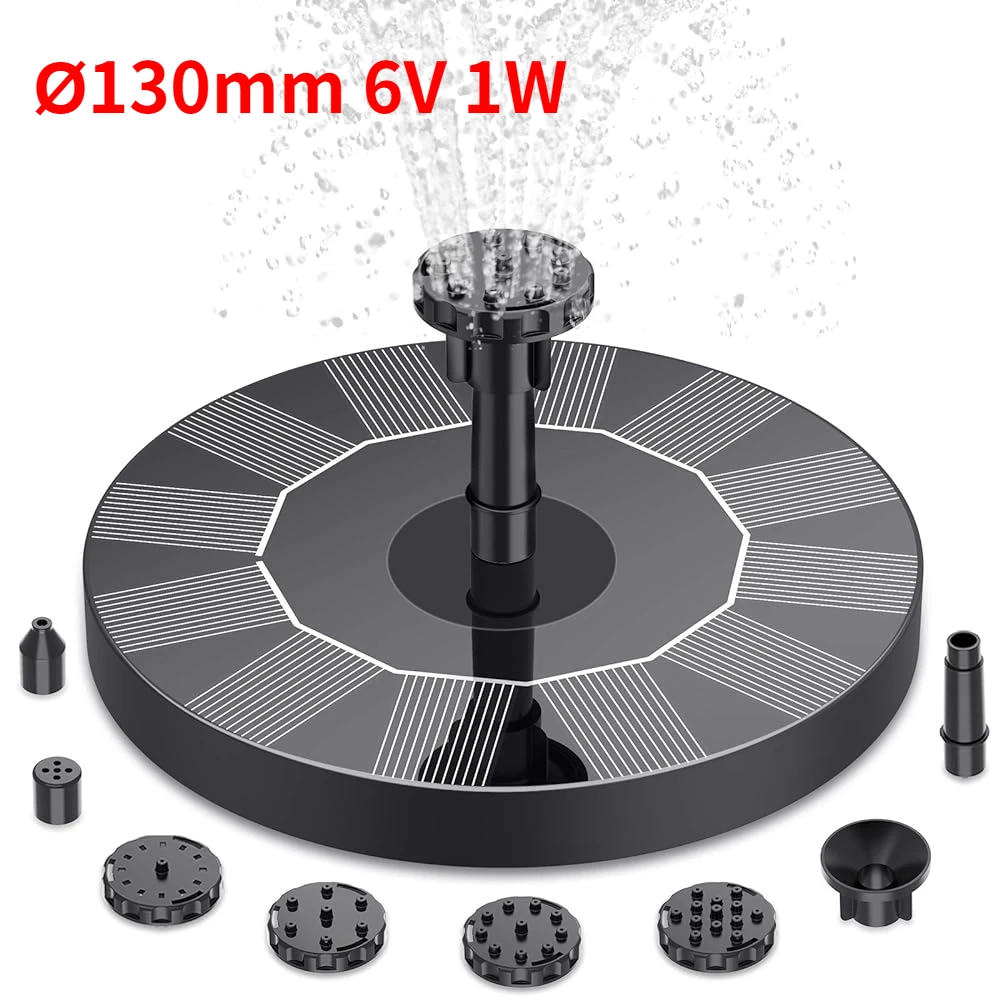 1 W/1.5 W/2.5 W Outdoor Solar Fontein Geschikt voor Tuin Vijver Solar Fontein pomp Kit met 6 Nozzles voor Tuin Decoratie