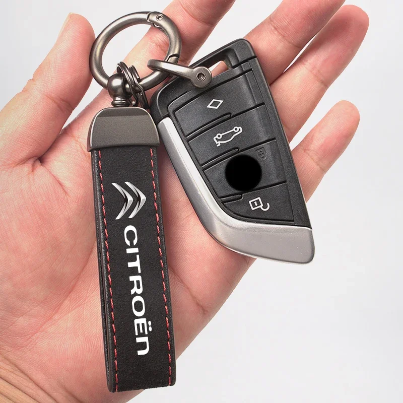 Car Stickers With Car Logo Key Accessories Man Suede Keychain Keyring For Citroen Celysee C6 C3 C5 C1 C2 C4 Aircross Picasso Cac - view 2