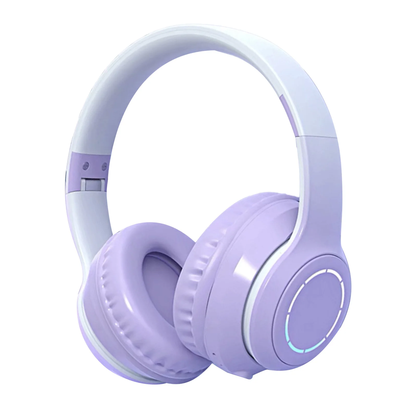 Cuffie Bluetooth universali con cancellazione del rumore dei bassi pesanti Cuffie wireless pieghevoli a colori sfumati con luce per telefono portatile