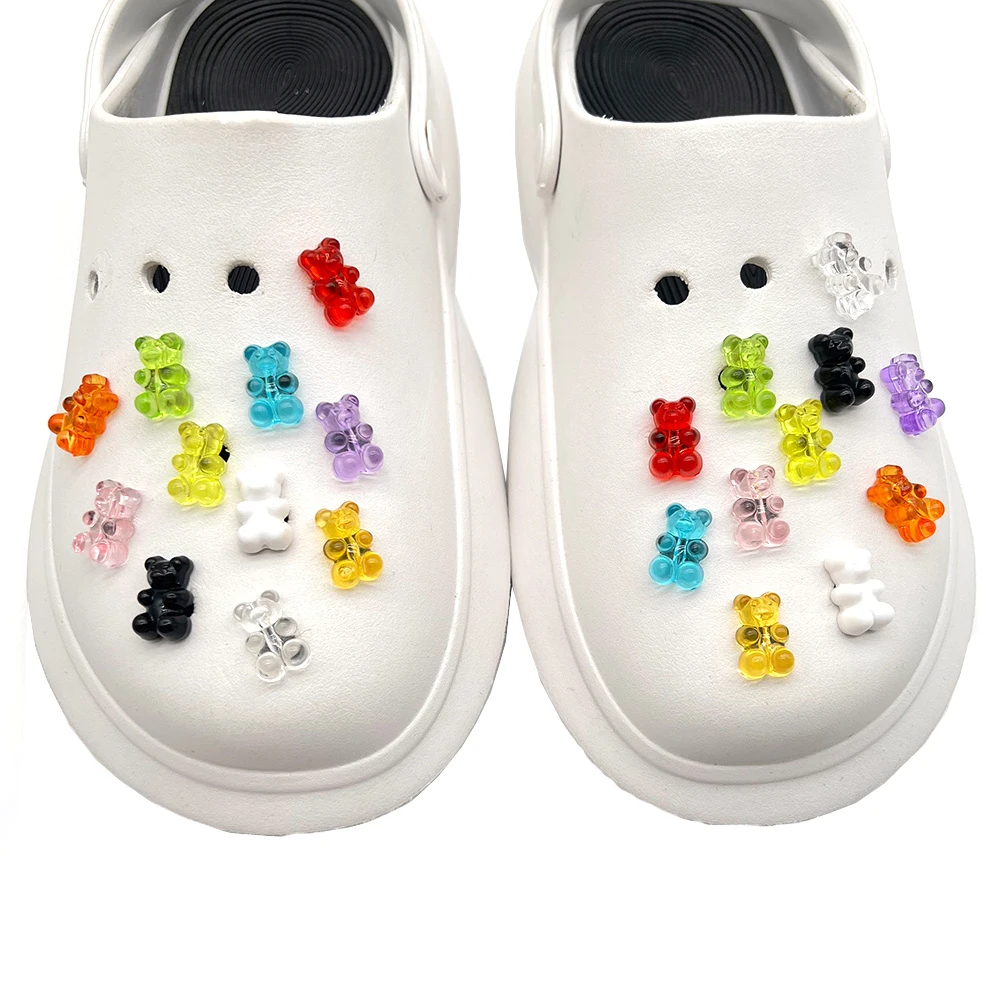 1-22Pcs Cute Crystal Bear Shoe Button Charms Kids Shoe Buckle Accessories For Wristband Shoe Decorations Gifts