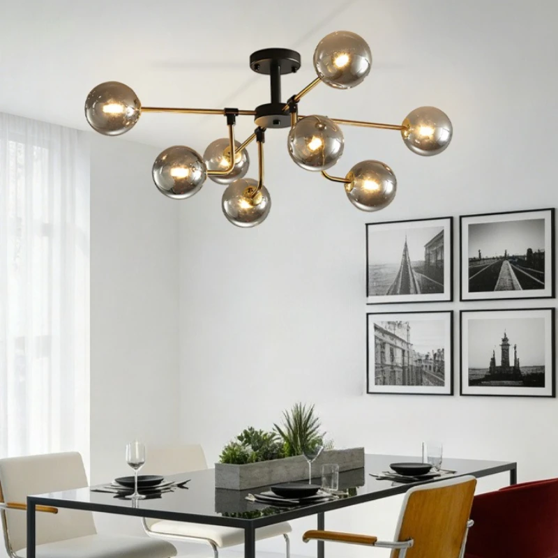 Postmodern Glass Ball Magic Bean Pendant Lights Creative Design LED Chandeliers Living Room Decor Dining Table Lighting Fixtures