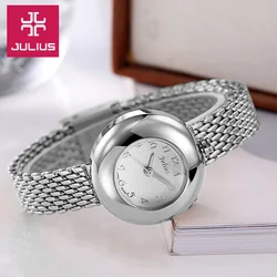 Montre en verre pour femmes, coupe Simple, japon Quartz heures mode robe, Bracelet en acier inoxydable, cadeau d'anniversaire fille, boîte Julius