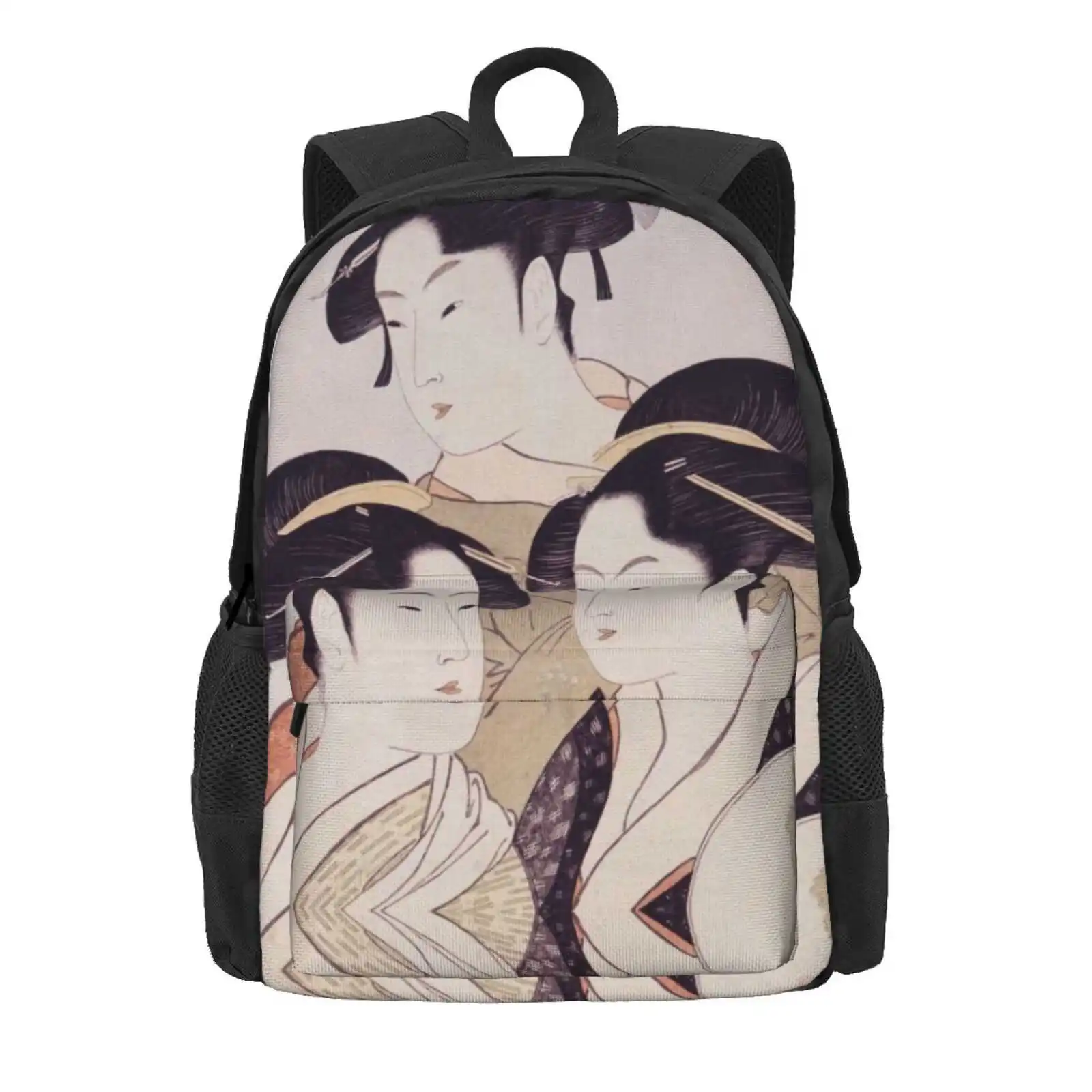 Geisha: Three Beauties Of The Present Day Hot Sale Schoolbag Backpack Fashion Bags Geisha Japanese Art Geisha Japanese Painting