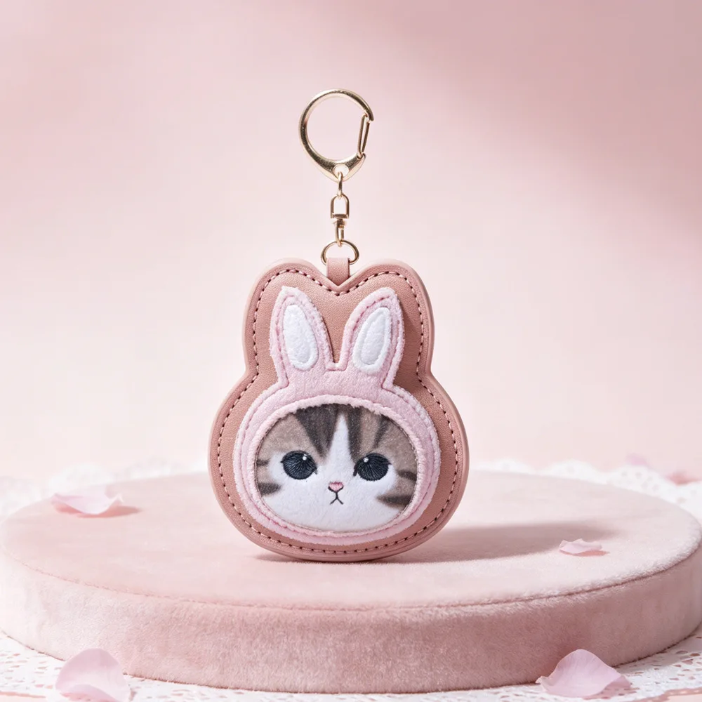 Cartoon Mofusand Shark Cat Leather Towel Embroidery Keychain Anime Peripheral Backpack Pendant Zipper Accessories Friends Gift view 2