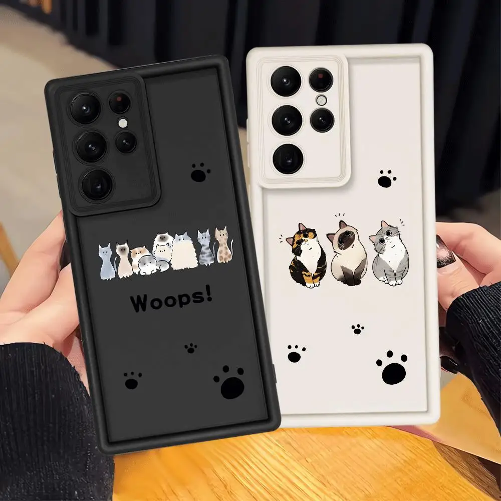 Case for Samsung Galaxy S24 Plus S22 S25 Ultra S24Ultra S23 FE S21 S20FE S25 Edge Phone Cover Cute Cartoon Cat