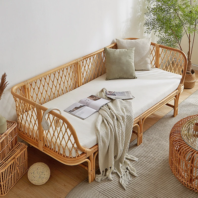 등나무 소파 거실 의자 안뜰 가구 더블 인도네시아 예술 대나무 발코니 홈스테이 차이