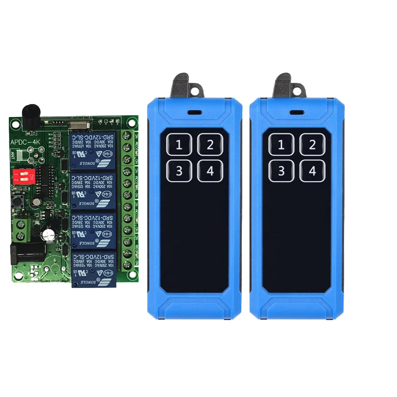 1000m DC12V 24V 4CH Wireless Remote Control Light Switch Relay Output Radio RF Transmitter & 433MHz Receiver Gate Garage opener