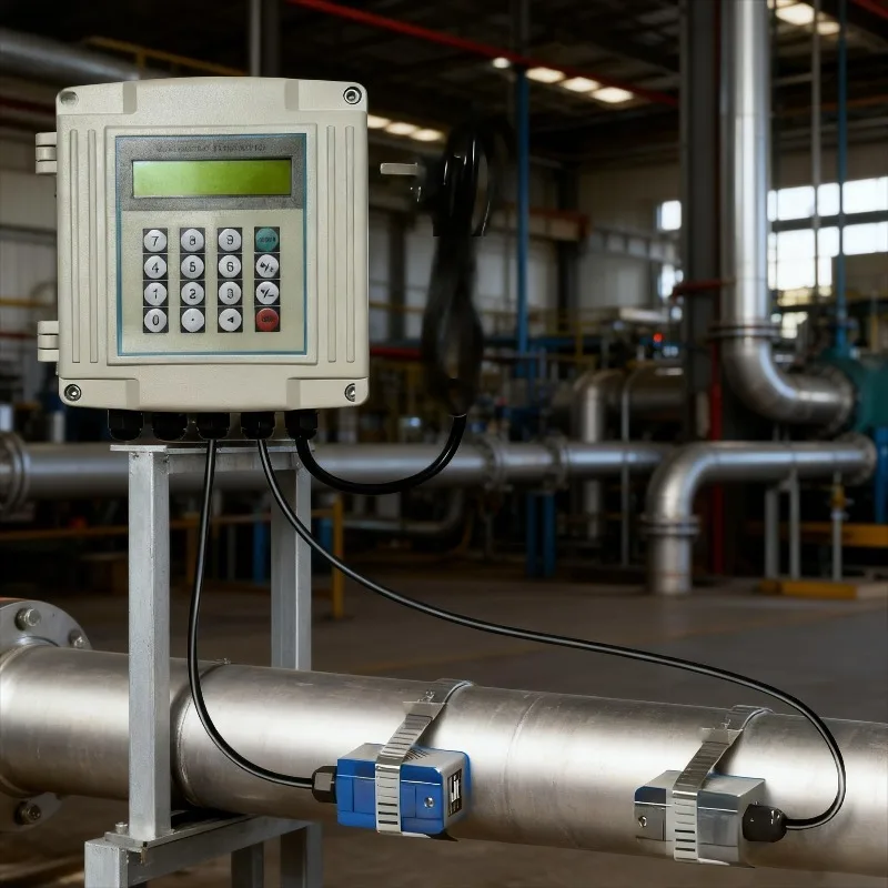 External Clamp Digital Ultrasonic Flow Meter 0.2% Accuracy Plastic IP65/IP68 OEM Customizable Liquid/Fluid
