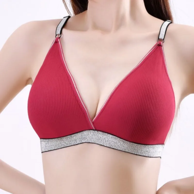 Women Sexy Bra Set Wire Free Bralette Sexy Lingerie Push Up Bra Soft Brassiere Low Waist Briefs  Padded Female Underwear Set