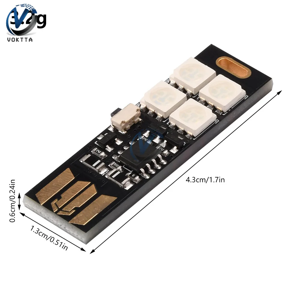 5 pezzi 5050 luci LED USB lampada sensore touch 7 colori luce notturna 5050 RGB 4-LED interruttore di controllo luce della tastiera del computer portatile