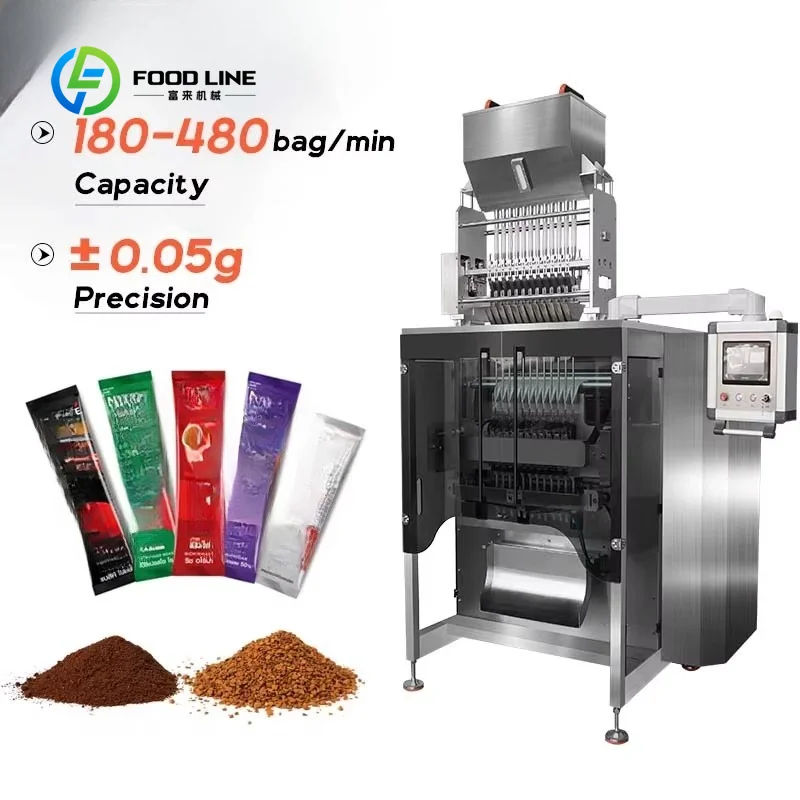 Custom Made High Accuracy Automatic 3 in 1 Coffee Powder Ground Instant Coffee Sachet Granule Multi-lane Filling Stick