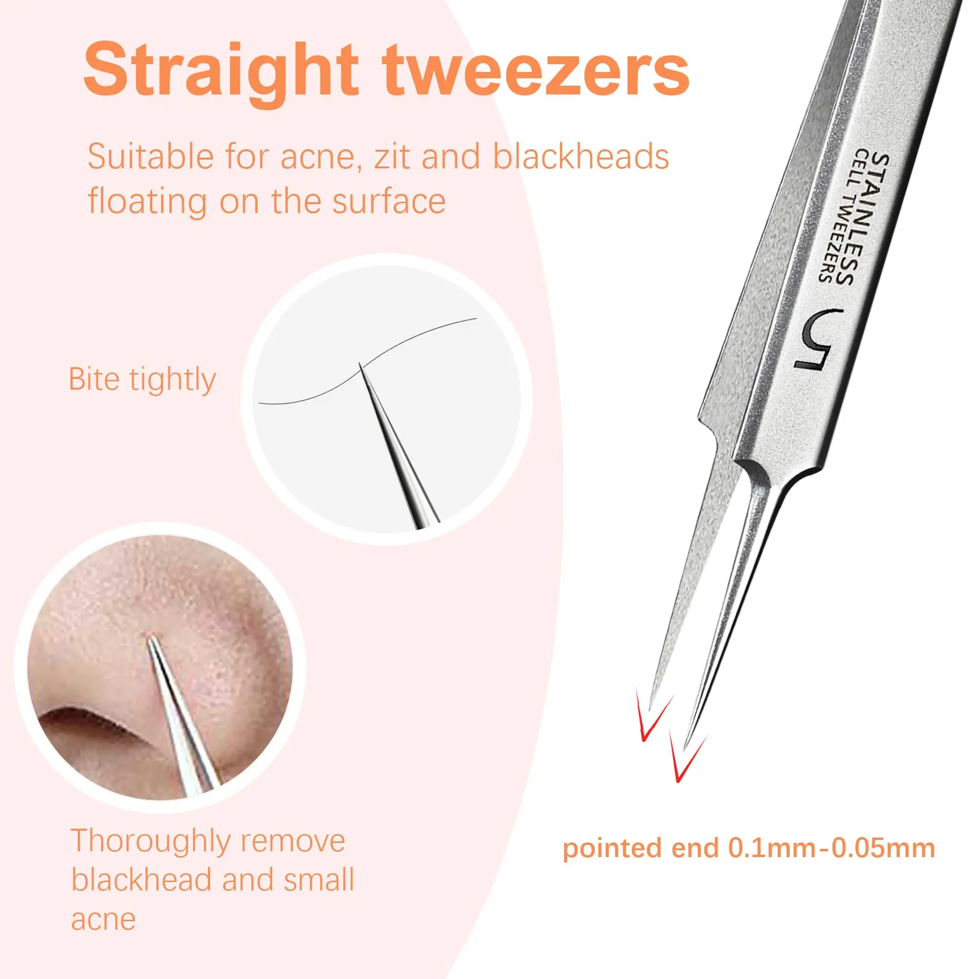 1/7pcs Stainless Steel Splinter Acne Clip Cell Tweezer Blackhead Clip Pimple Pin Beauty Salon Acne Removal Acne Needle Tools