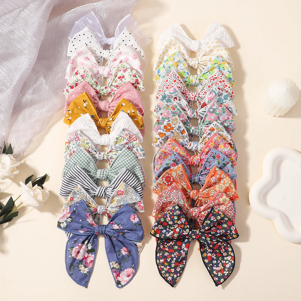 6pcs Elegant Floral Cotton Hair Bow Spring Hair Clip Fashion Print Hair Barrette Women Girls Sweet Hairclip Hair Accessories image 5