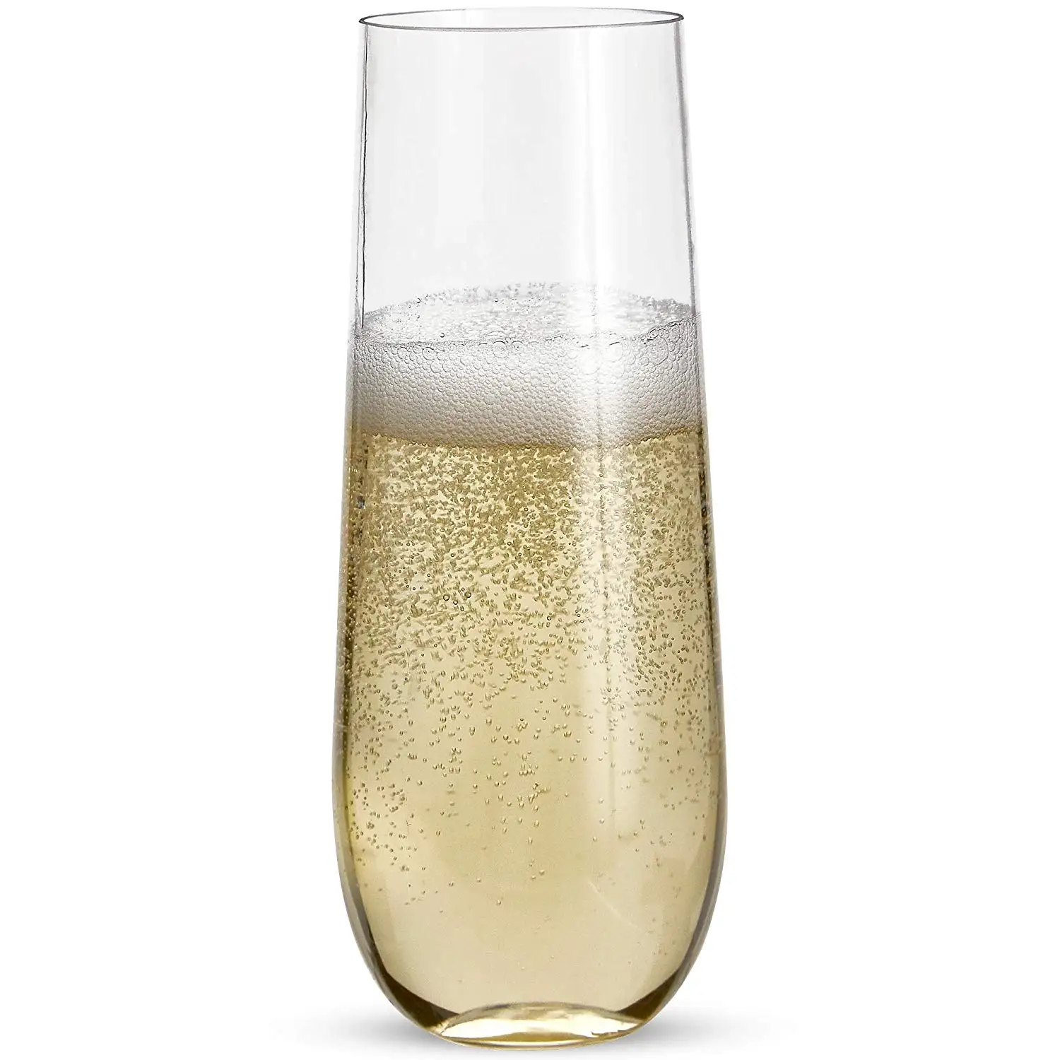 24 Stemless Plastic Champagne Flutes - 9 Oz Plastic Champagne Glasses Clear Unbreakable Toasting Glasses Disposable for Weddi