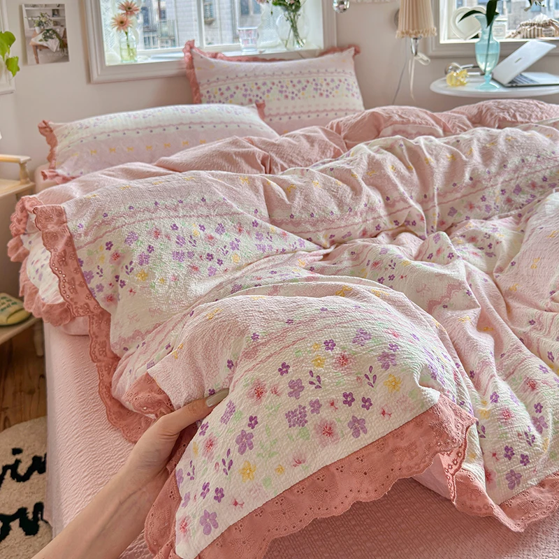 2026 Ins Dopamine Polka Dot Bedding Set, Twin Queen Size Bed Sheet with Pillowcase Class A for School Dormitory Decor No Filling