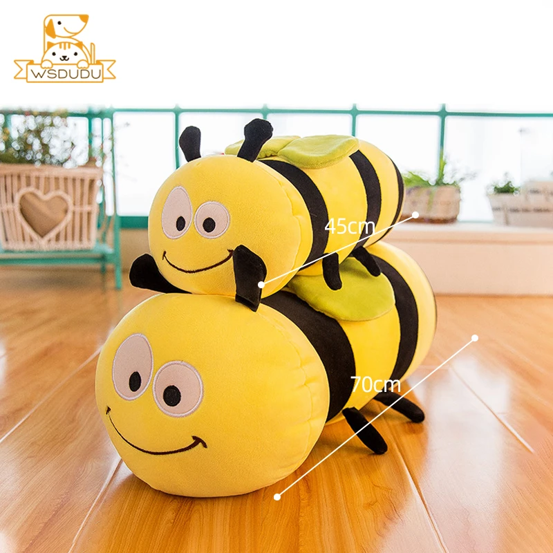 Big Bee Pillow Cute Soft Plush Stuffed Toys Animal Baby Dolls Hug Sleep Cuddle Large Cartoon Honeybee Long Cushion Children Gift