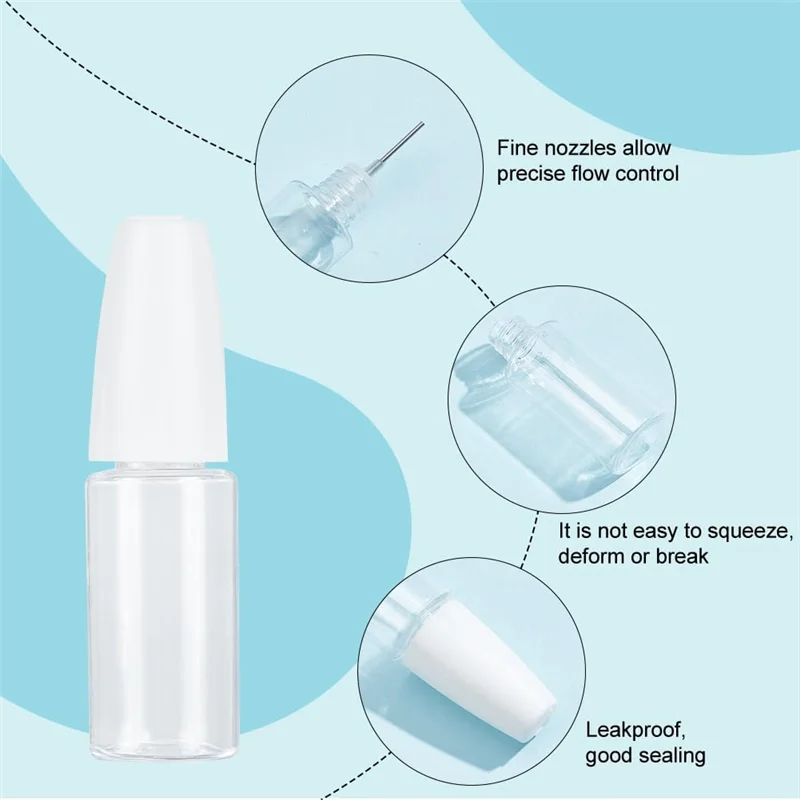 B47B-20Pcs 정밀 팁 애플리케이터 병, 10Ml/0.34Oz 디스펜스 니들 병 강철 바늘이 있는 PET 빈 접착제 병 Durabl